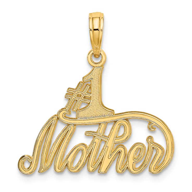 14k Yellow Gold Textured #1 Mother pendant