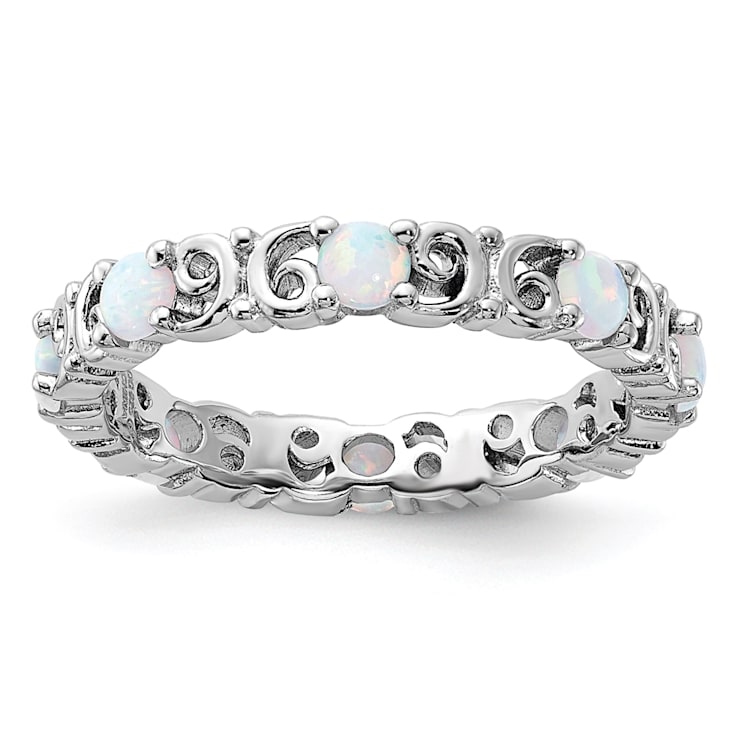 Sterling Silver Stackable Expressions Created Opal Eternity Ring Sterling Silver Stackable Expressions Created Opal Eternity Ring