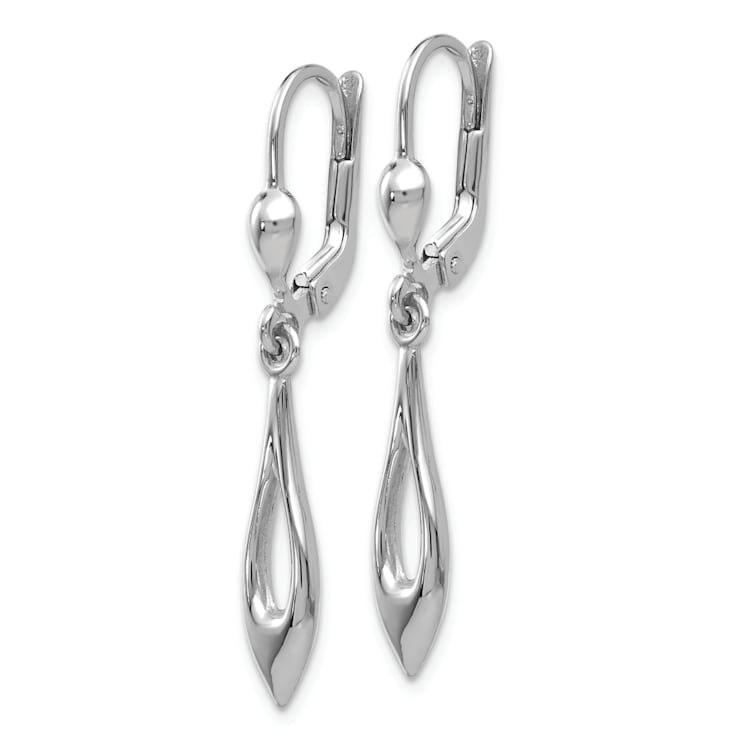 Rhodium Over 14k White Gold Polished Teardrop Dangle Earrings