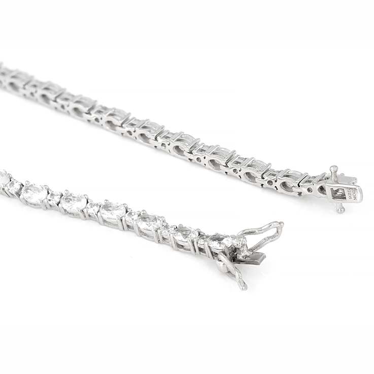 Lab-Created White Sapphire Tennis Bracelet In Sterling Silver 7.01ctw