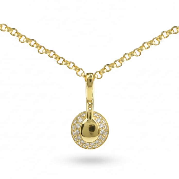 Natural Yellow Citirine 14 K Gold Round Shape Over Sterling Silver
Pendant with Chain