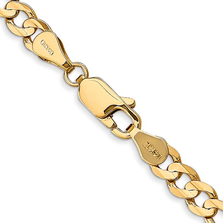 14k Yellow Gold 4.5mm Solid Concave Open Figaro 26 Inch Chain