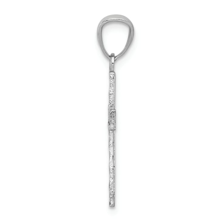 Rhodium Over 14K White Gold Cross Pendant