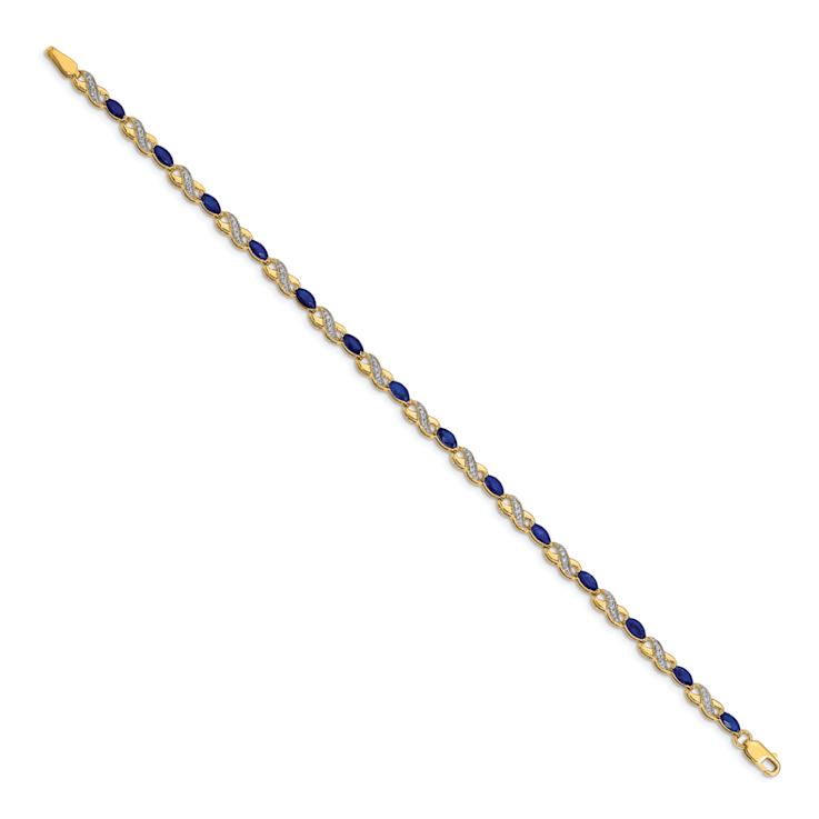 10k Yellow Gold and Rhodium Over 10k Yellow Gold Diamond and Sapphire
Infinity Bracelet