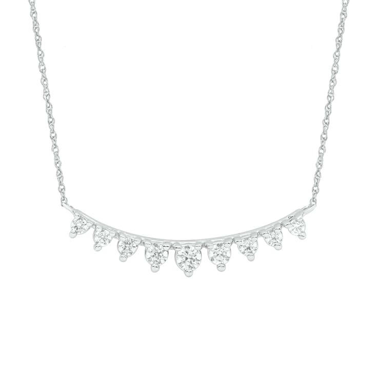 Diamond Bar Necklace In 10K White Gold 0.20ctw