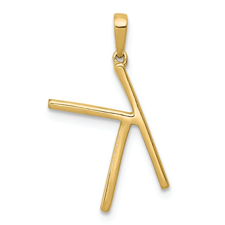 14K Yellow Gold Diamond Letter K Initial Pendant