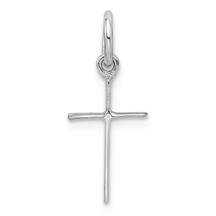 Rhodium Over Sterling Silver Child's Polished Cross Pendant