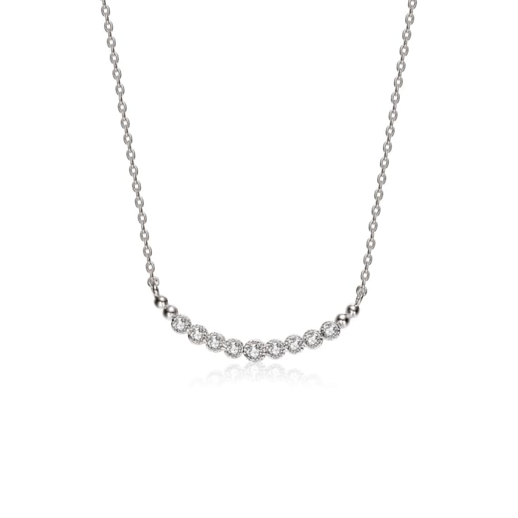 CZ Bar Necklace In Sterling Silver 16 Inch