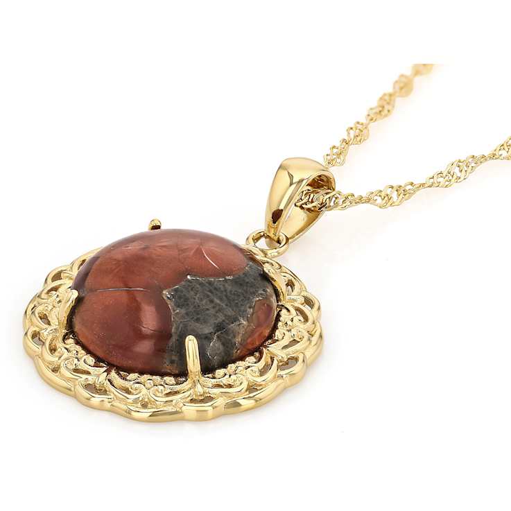 Peanut Obsidian Round Solitaire Pendant Necklace In 18K Gold Over
Sterling Silver 16mm