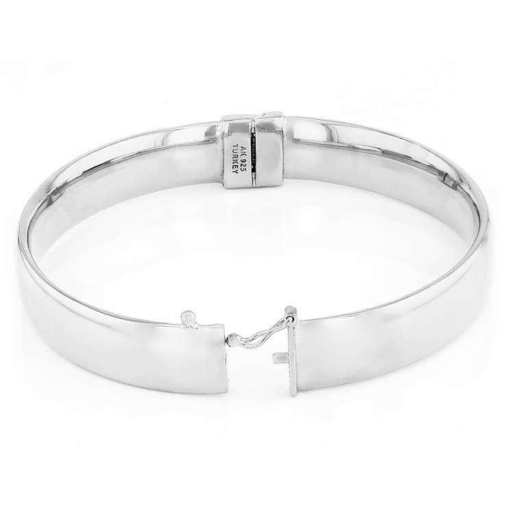 Classic Polished Hinged Bangle In Sterling Silver