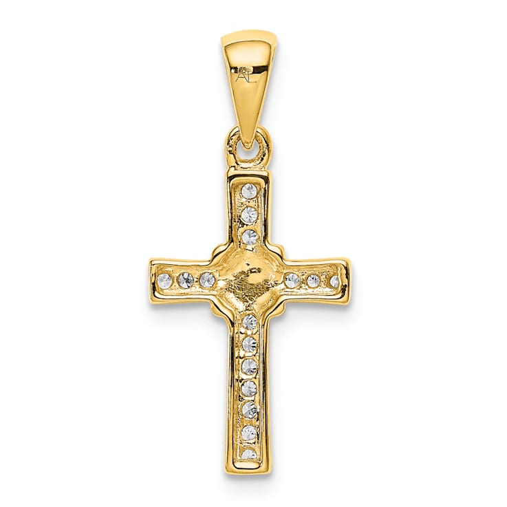 14K Yellow Gold 1/6ct. Diamond Latin Cross Pendant