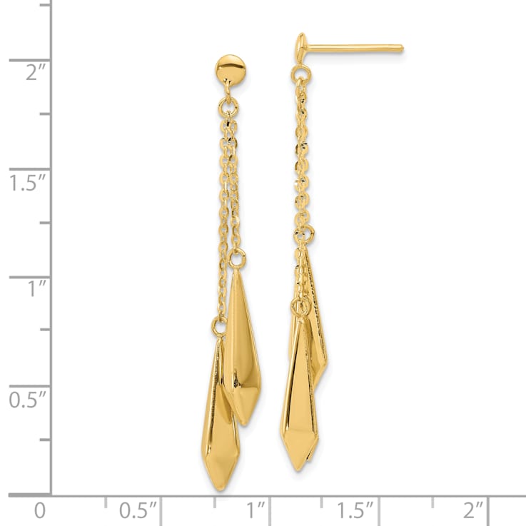 14K Yellow Gold Polished Post Dangle Earrings