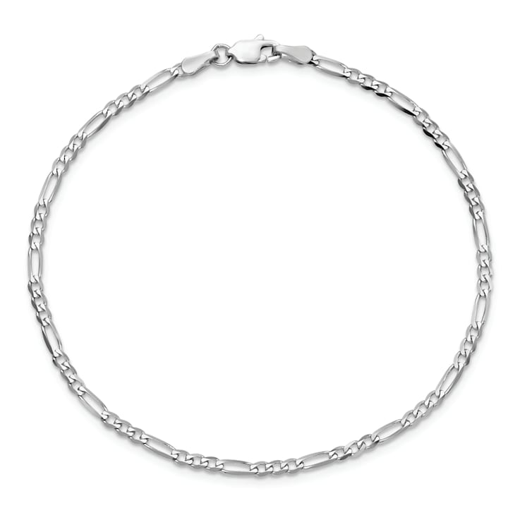 14K White Gold 2.25mm Flat Figaro Chain Bracelet