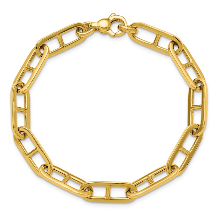 14K Yellow Gold 6.6mm Anchor Link 7.5 Inch Bracelet