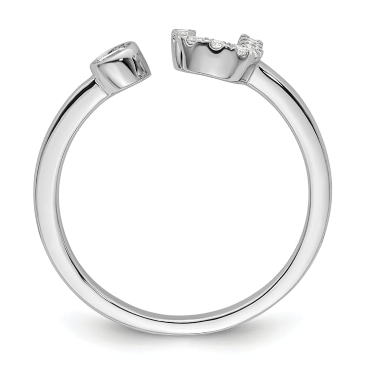 Rhodium Over 14K White Gold Lab Grown Diamond VS/SI GH, Initial U
Adjustable Ring