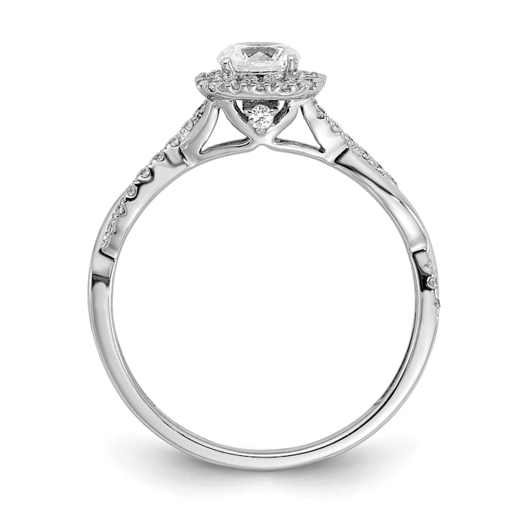 Rhodium Over 14K White Gold Eternal Promise Lab Grown Diamond Halo Ring 0.62ctw