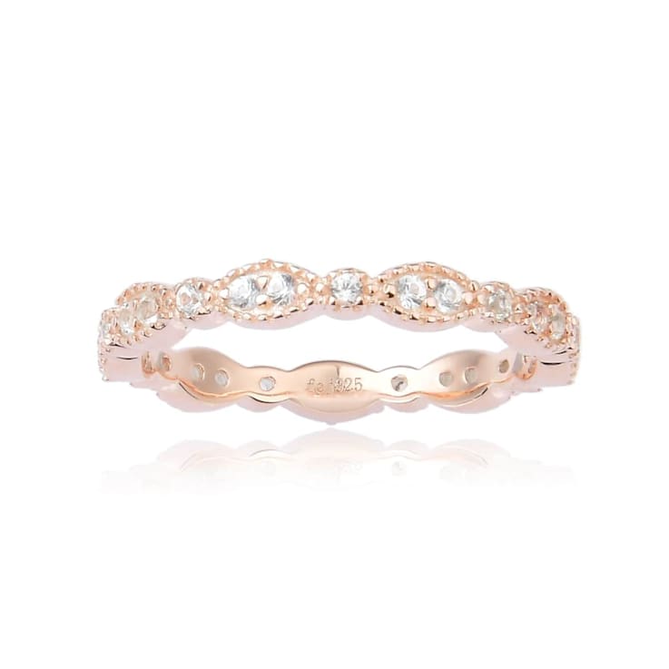 White Sapphire 14K Rose Gold Over Sterling Silver Eternity Band Ring, 0.27ctw