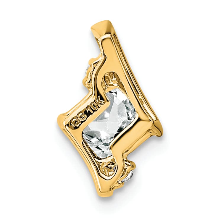 10k Yellow Gold 0.52 cttw Cushion White Topaz and Diamond Chain Slide Pendant