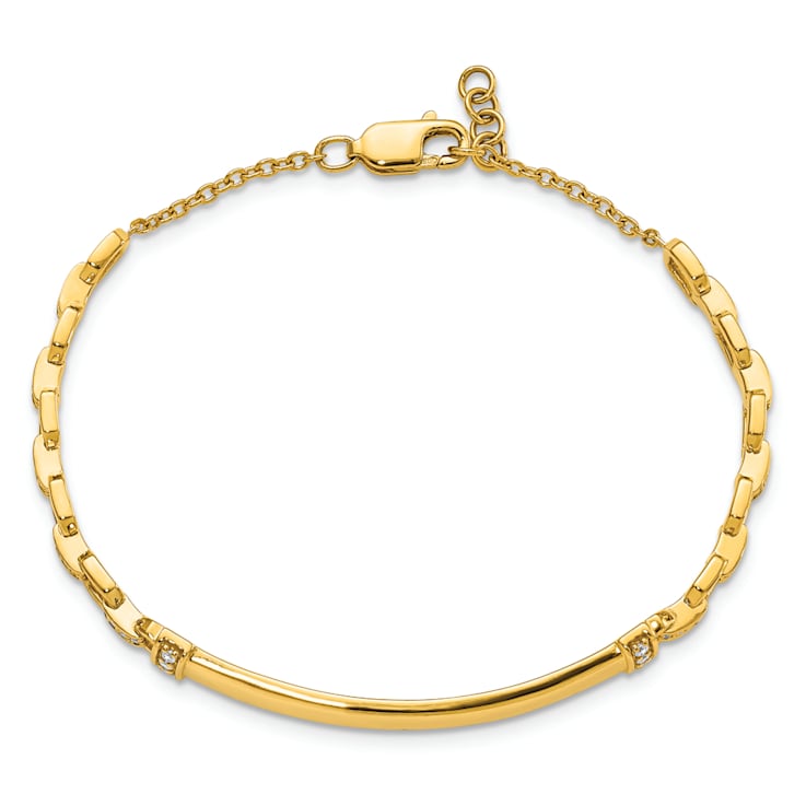 14k Yellow Gold Diamond ID Bracelet