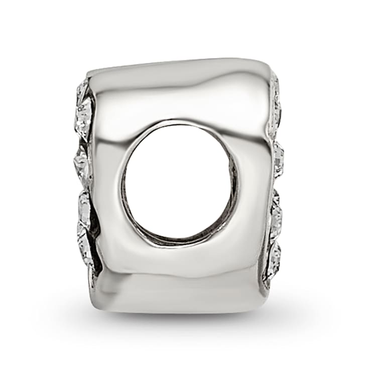 Sterling Silver Cut-out Heart and Preciosa Crystal Bead