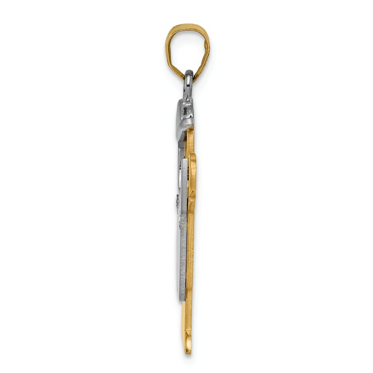 14k Yellow Gold and 14k White Gold Satin Boy with Cap on Left Diamond Pendant