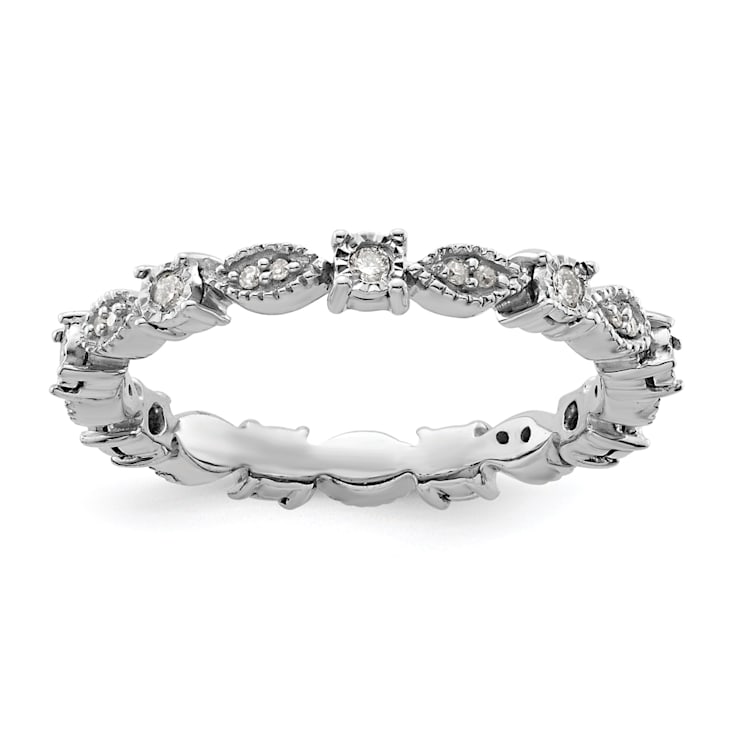 Sterling Silver Stackable Expressions Polished Diamond Ring 0.198ctw