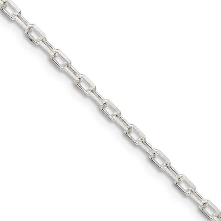 Sterling Silver 2.2mm Diamond-cut Long Link Cable Chain Necklace