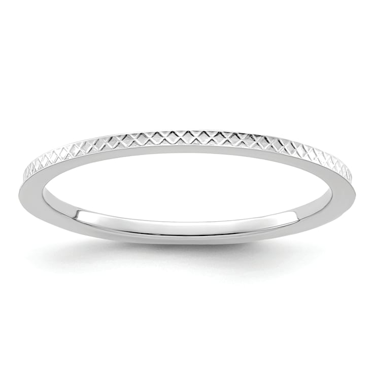Rhodium Over 10K White Gold 1.2mm Criss-Cross Pattern Stackable
Expressions Band