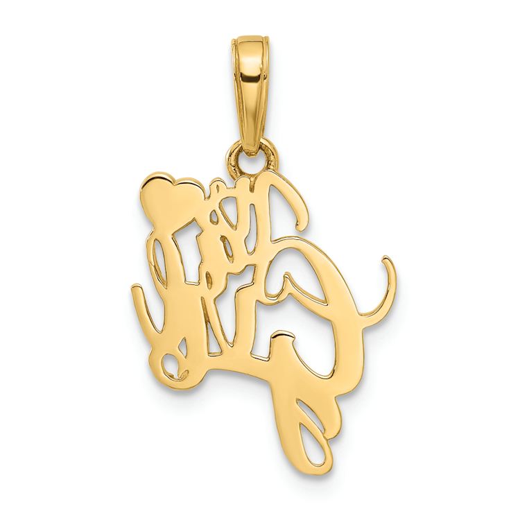 14k Two-tone Gold Diamond-cut It's A Girl Heart Pendant