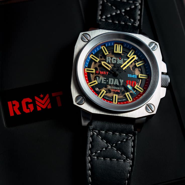 RGMT Altimeter Skeleton Automatic Ve-Day 80th Black Stainless Steel Band
Limiited Edition Watch