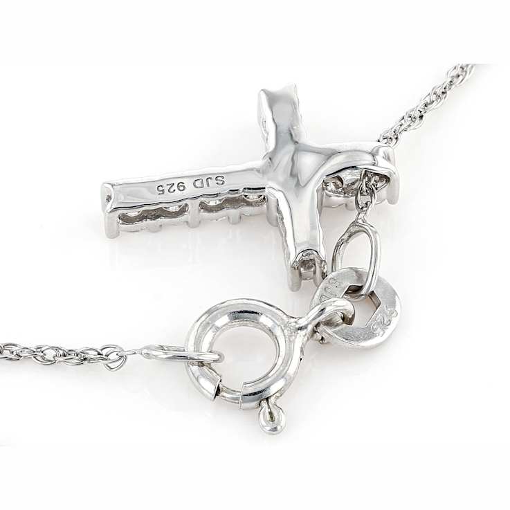 Lab-Grown Diamond Cross Pendant In Sterling Silver 0.25ctw