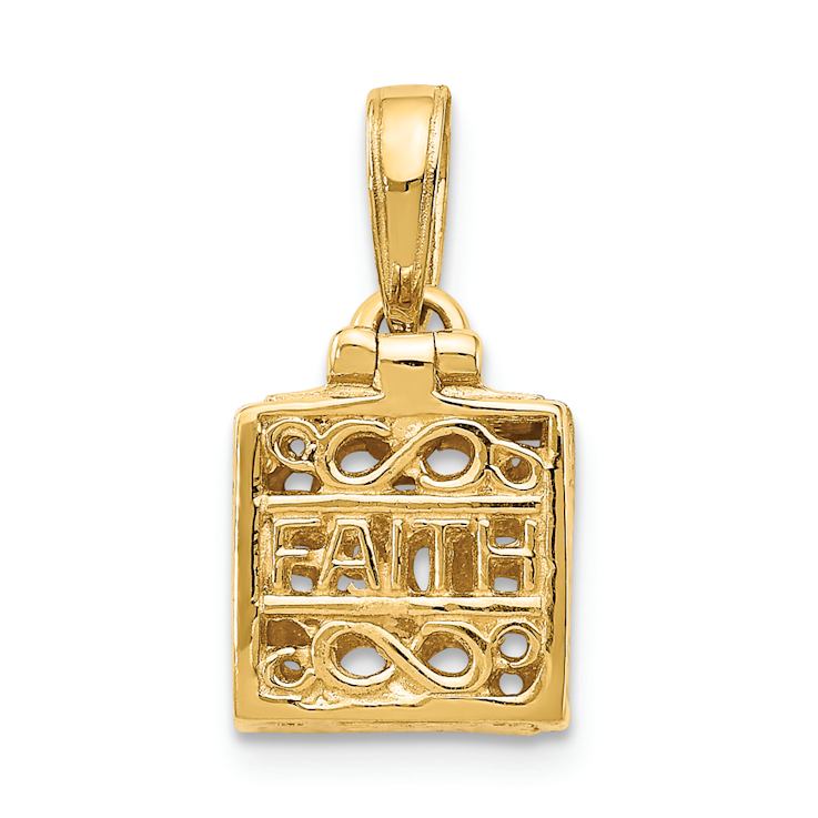 14k Yellow Gold 3D Faith and Hope Prayer Box Charm 16G8WA