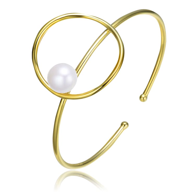 Pear Shape Freshwater Pearl Cuff Bracelet In 14K Gold Over Sterling Silver