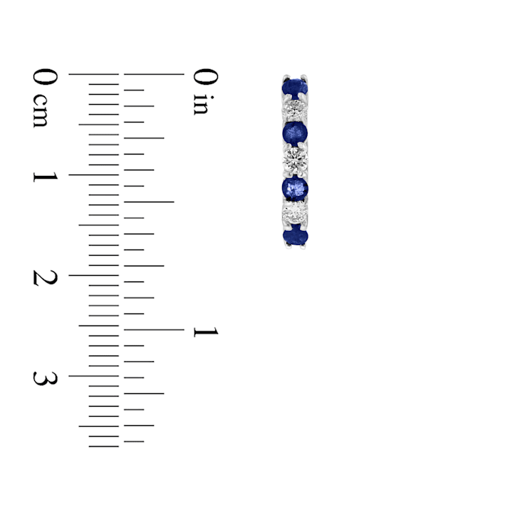 1.15ctw Sapphire and Diamond Hoop Earrings in 14k White Gold