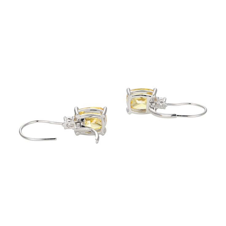 Yellow and White Cubic Zirconia Platinum Over Sterling Silver  Earrings 9.71ctw