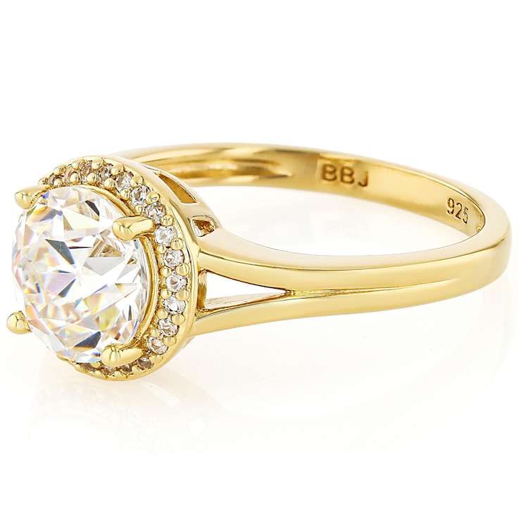 Diamond Simulant Old European Cut And Lab White Sapphire Ring In 18K
Gold Over Sterling Silver 2.75ctw