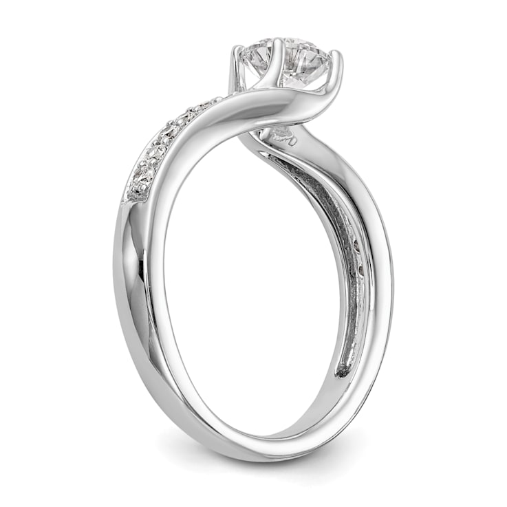 Rhodium Over 14K White Gold Lab Grown Diamond By-Pass Complete
Engagement Ring 0.656ctw