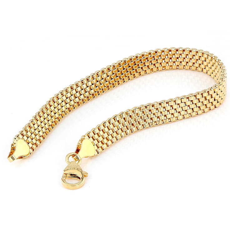 Woven Bead Necklace And Bracelet Set In 18K Gold Over Bronze