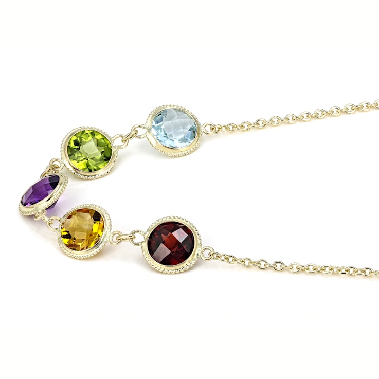 Multi-Gem 14k Yellow Gold 17" Necklace 4.65ctw