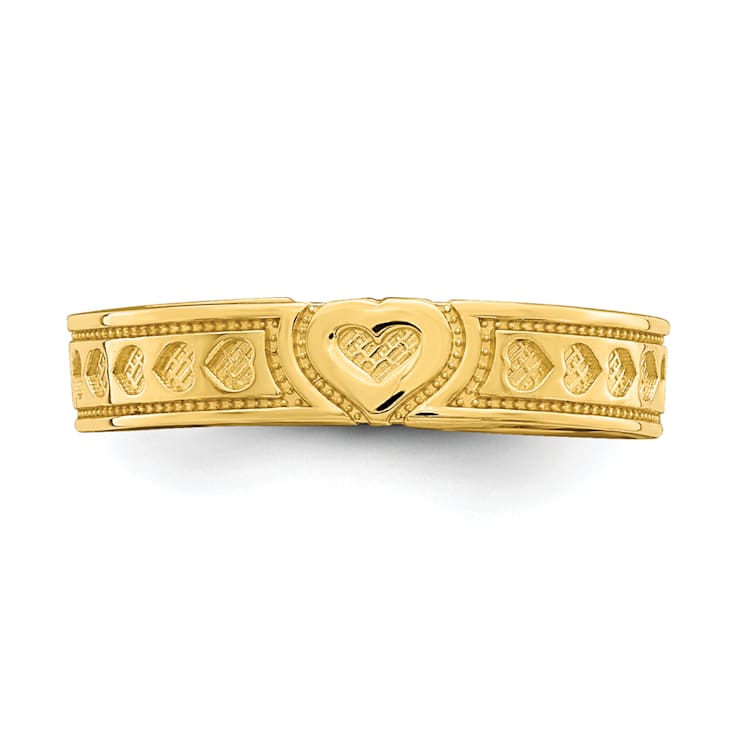 14K Yellow Gold Heart Design Adjustable Toe Ring