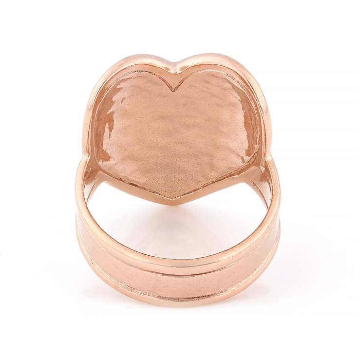 Hammered Heart Ring In 14K Rose Gold Over Sterling Silver