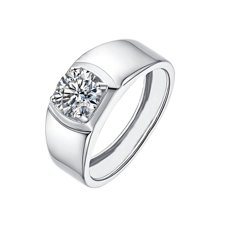Sleek CZ Band Ring In White Rhodium Over Brass