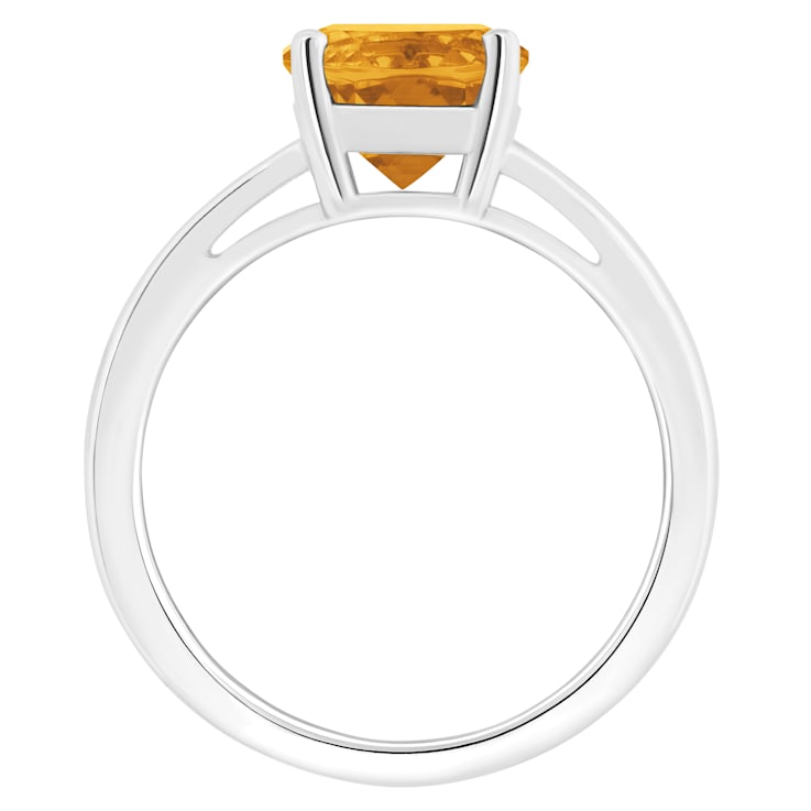 10x8mm Oval Citrine Rhodium Over Sterling Silver Ring