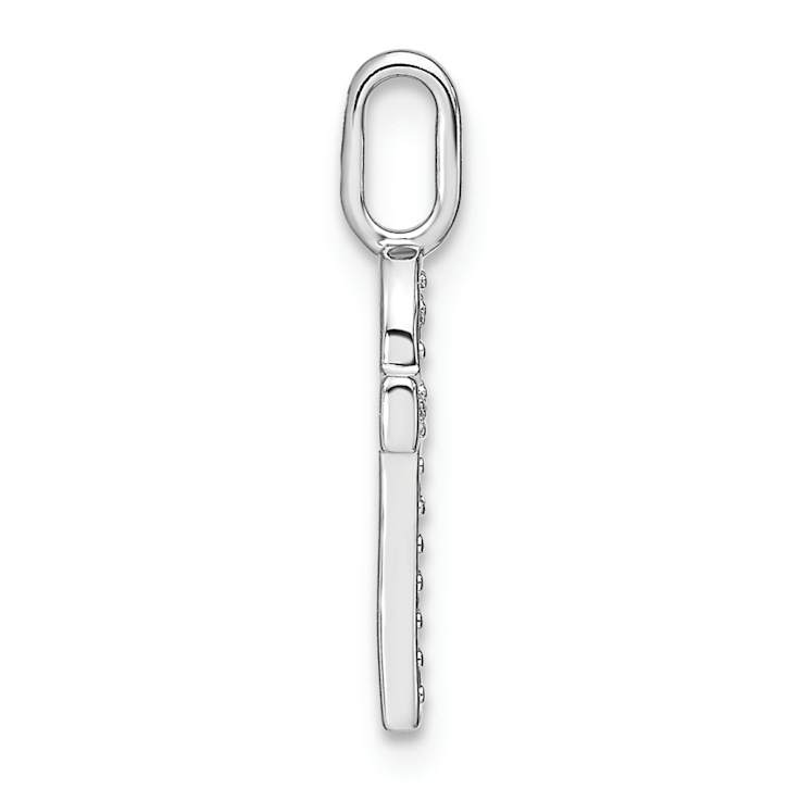 14K White Gold Diamond Lower Case Letter F Initial Pendant