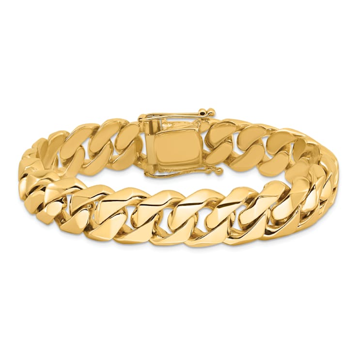 14k Yellow Gold and 14k White Gold 14mm Hand-polished Traditional Curb
Link Bracelet