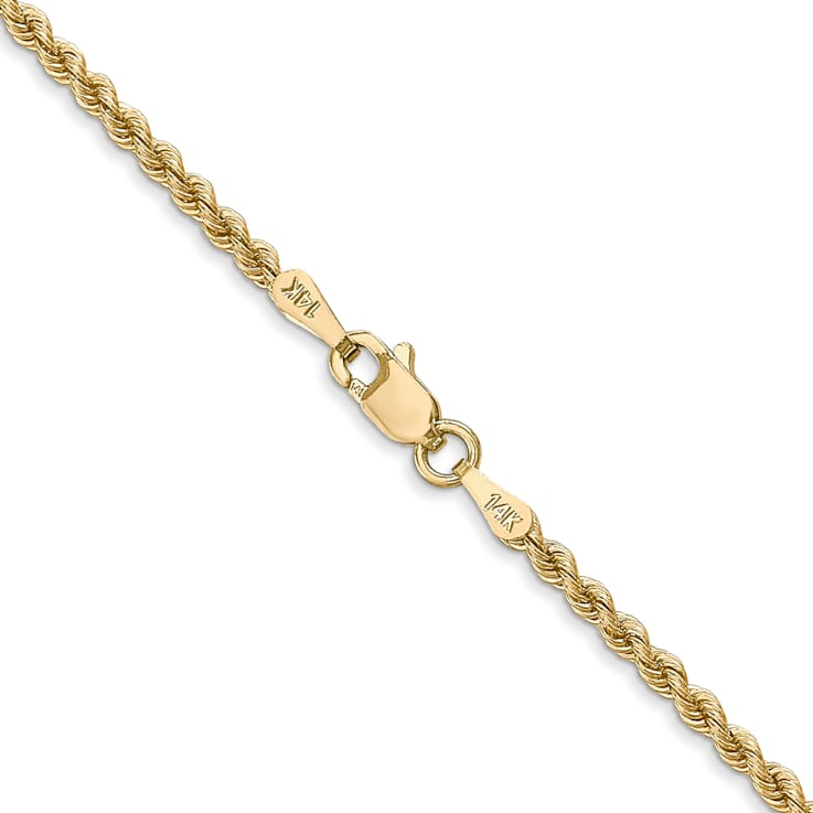 14k Yellow Gold 2.25mm Regular Rope Chain 20 Inches