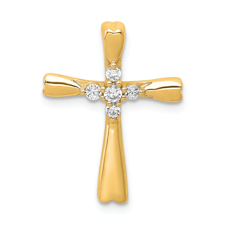 14k Yellow Gold Diamond Cross Slide Pendant