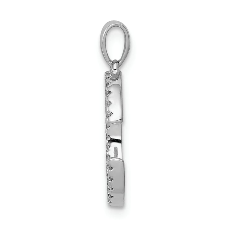 Rhodium Over 14K White Gold Diamond Letter C Initial Pendant