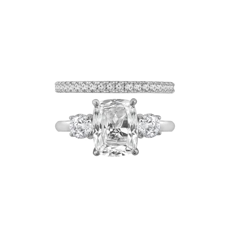 White Cubic Zirconia Platinum Over Sterling Silver Ring 4.32ctw