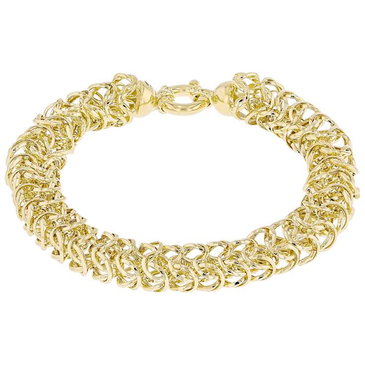 Royal Link Statement Bracelet In Solid 14K Yellow Gold 9.5mm
